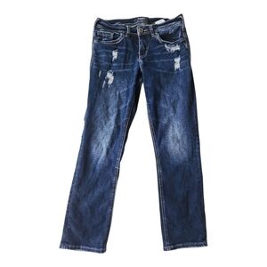 Silver Jeans Suki Distressed Capri Jeans – Size W26 L22.5, Mid-Rise Stretch